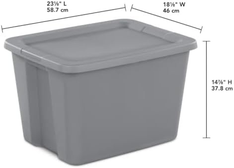 18 Gal Storage Bin with Snap-On Lid, Stackable Plastic Tote, Gray - Image 3