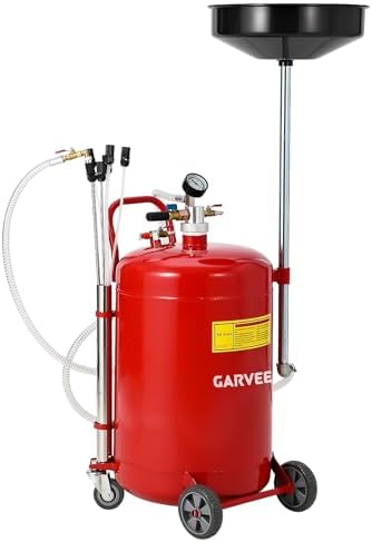 Garvee 20 Gallon Waste Oil Drain Tank, Portable Oil Drain Container, Air Operated Drainer, Fluid Fuel Transfer Drainage, Adjustable Funnel Height with Wheel &15'' Premium Bowl and a Toolbox by Garvee