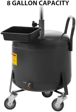 Garvee 8 Gallon Waste Oil Drain Tank, Portable Oil Drain Container, Air Operated Drainer, Fluid Fuel Transfer Drainage, Adjustable Funnel Height with Wheel &15'' Premium Bowl and a Toolbox - Image 3