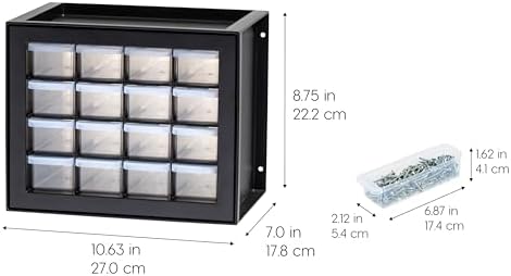 IRIS USA 16-Drawer Small Drawer Organizer, Garage Desk Storage, Black - Image 3
