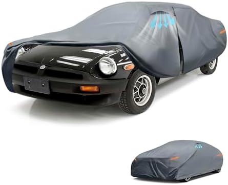 Waterproof MG MGB (1966-1980)(1966-1980) Car Cover with Breathable Vents, [Upgrade] Premium Covers with Cotton Liner and Zipper Door,Sun Rain Snow Dust Uv Protection.(Gift with Towel) by Unknown