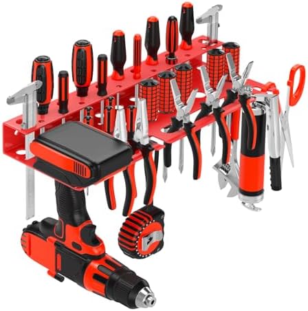Metal Screwdriver Organizer, Wall Mount Plier Organizer Hammer Holder, Hand Tool Storage Rack for Garage Workshop Workbench(Red, 1PC) by VeyFolzinst