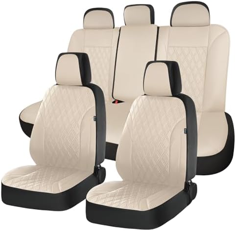 FLORICH Car Seat Covers Full Set, Leather Seat Covers for Cars, Waterproof Car Seat Protector Breathable, Universal Automotive Seat Covers, Front and Rear Car Seat Cover Fit for Most SUV Pick-up Truck by FLORICH