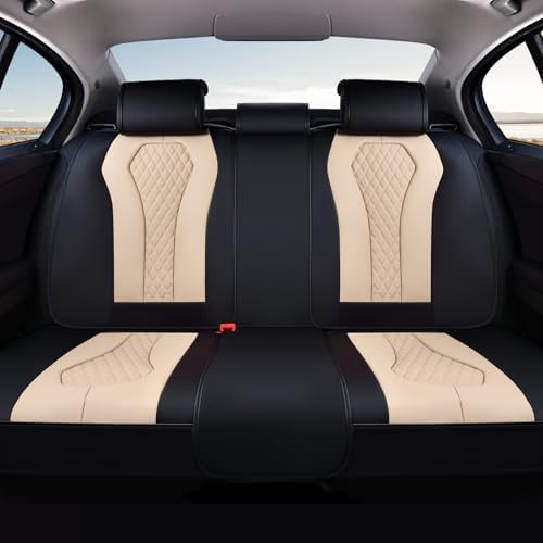 Coverado Car Seat Covers, Rear Car Protectors, Leather Seat Covers, 3-Piece Waterproof Automotive Seat Covers for Back Seats Universal Fit for SUVs & Cars, All-Weather Protection by COVERADOAUTO