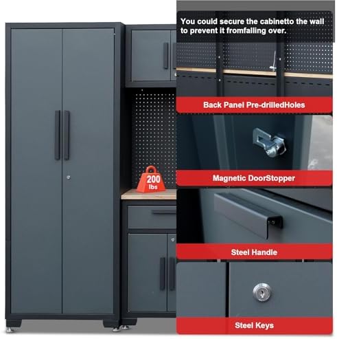 Garage Storage Cabinet System, 2×8Pcs, Black and Grey - Image 4
