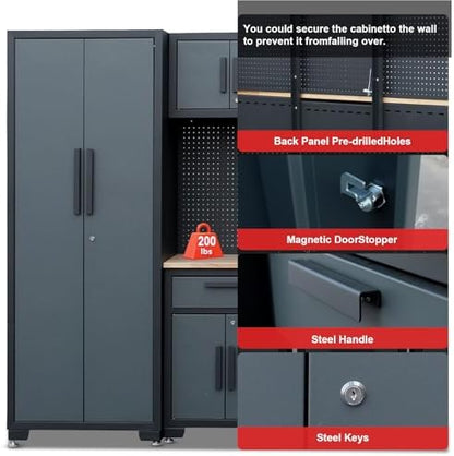 Garage Storage Cabinet System, 2×8Pcs, Black and Grey - Image 4