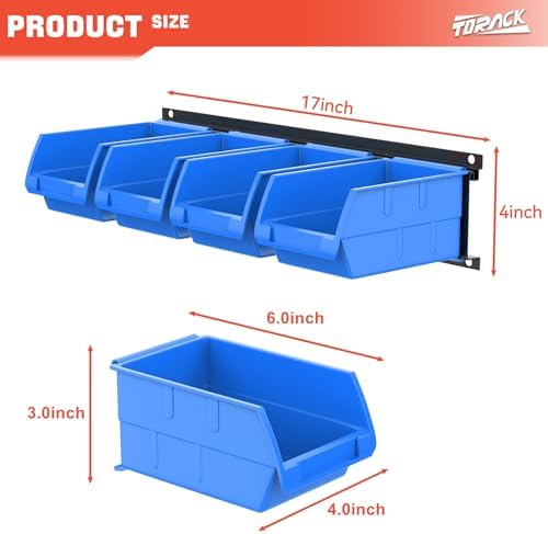 TORACK Wall-Mounted Storage Bins, 16 Plastic Bins for Tools Organization - Image 3