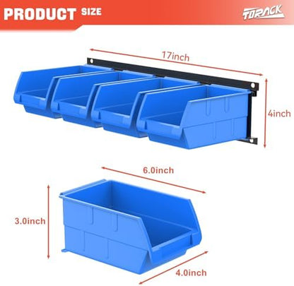 TORACK Wall-Mounted Storage Bins, 16 Plastic Bins for Tools Organization - Image 3