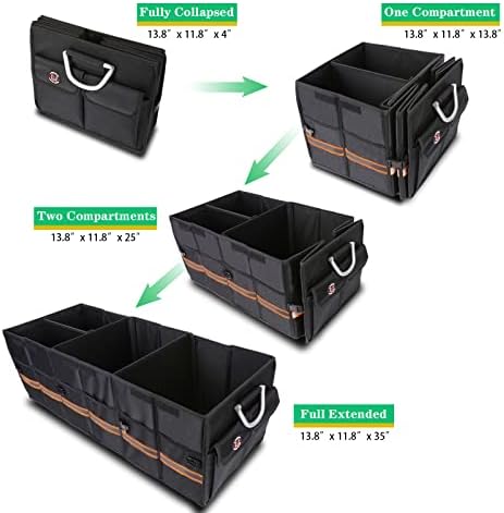 Trunk Organizer Cargo Organizer Trunk Storage Waterproof Collapsible Durable Multi Compartments-((Oversize,Black) - Image 5
