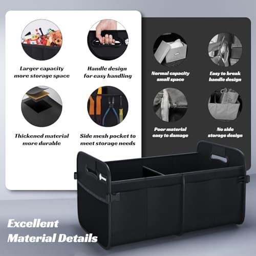 Sposuit Trunk Organizer for Car - 70L Collapsible Sturdy Car Storage, Black - Image 6