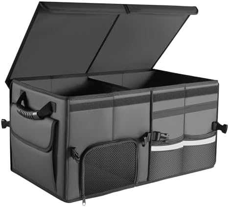 Car Trunk Organizer, 2 Compartments Car Storage Box with Lip by HOME