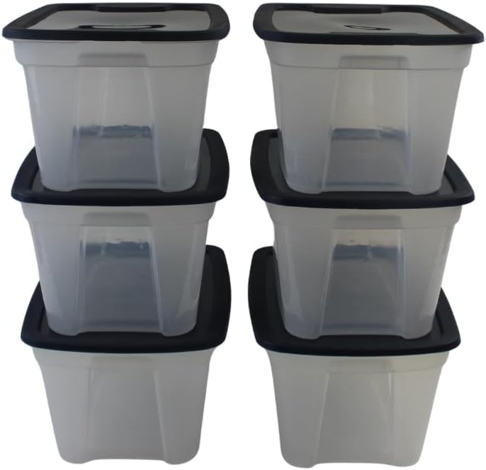 Edge Plastics Classic Storage Tote, durable storage in for home or garage with secure snap lid designed for stacking (6, Clear with Ink Lid, 5 Gallon) - Image 3