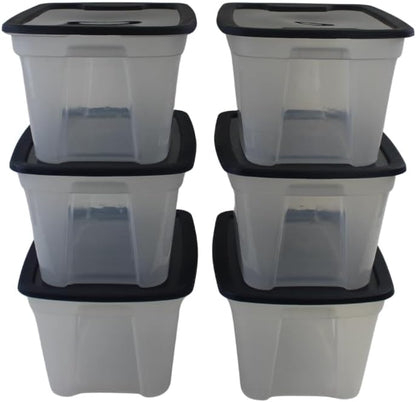Edge Plastics Classic Storage Tote, durable storage in for home or garage with secure snap lid designed for stacking (6, Clear with Ink Lid, 5 Gallon) - Image 3