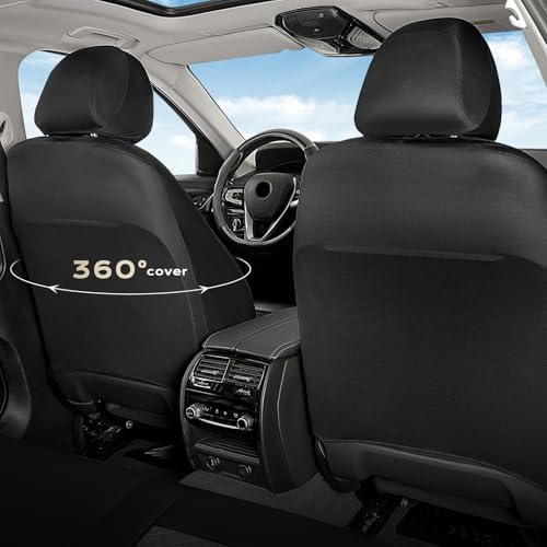 Coverado Front Seat Covers, 2 PCS Waterproof Seat Covers for Cars, Leather Driver Seat Covers, Front Car Seat Protectors Automotive Seat Cushions Universal Fit for Most Cars, Black & Gray - Image 3