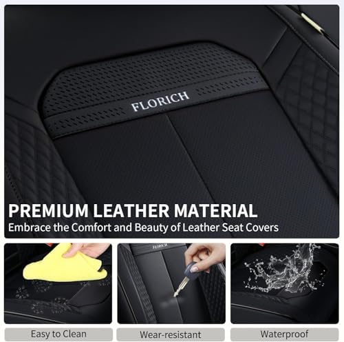 FLORICH 2pcs Car Seat Covers Front Set, Black Car Seat Cover, Breathable Premium Leather Seat Covers, Automotive Vehicle Seat Covers for Cars Trucks Vans SUVs Sedans (2 Packs, Black) - Image 5