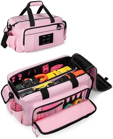 Pink Tool Bag for Women, 16 Inches Tool Storage Organizer Box by Trahzia