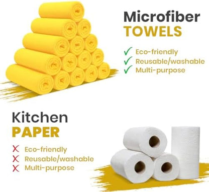 Yellow Microfiber Towels (Value Pack of 36) Size 16" x 16" Large, Highly Absorbent Cleaning Rags, Lint Free Towels, Reusable and Washable, Microfiber Towel for Cars - Image 2