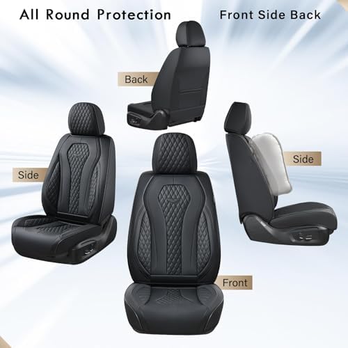 Coverado Seat Covers, Car Seat Covers Front Seats, Black Car Seat Cover, Waterproof Car Seat Covers, Car Seat Cushion, Front Car Seat Covers Leatherette Car Seat Protector Universal Fit Most Cars - Image 4