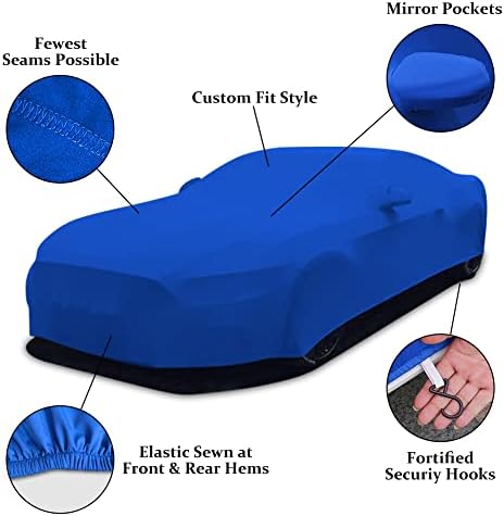 WinPower Indoor Car Cover, Stretch Dustproof Protection Fit 177-193 Inch Full Car Cover for Underground Garage Car Show, Blue - Image 2