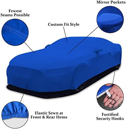 WinPower Indoor Car Cover, Stretch Dustproof Protection Fit 177-193 Inch Full Car Cover for Underground Garage Car Show, Blue - Image 2