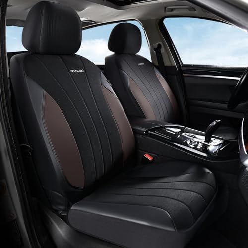 Coverado Seat Covers 5 Seats, Luxury Car Seat Covers Full Set, Automotive Car Protectors, Coffee Auto Seat Covers, Car Accessories Universal Fit for SUVs, Trucks, Sedans - Image 2