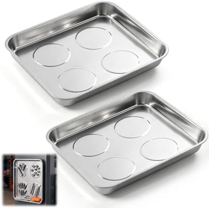 2 Pcs 10.6 x 10.6 Inch Magnetic Trays Square Magnetic Parts Tray by Yiyiring