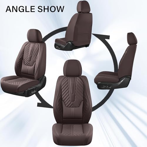 Coverado Front Seat Covers, Waterproof Leather Car Seat Protector, Universal Fit for Most Cars (Brown) - Image 5