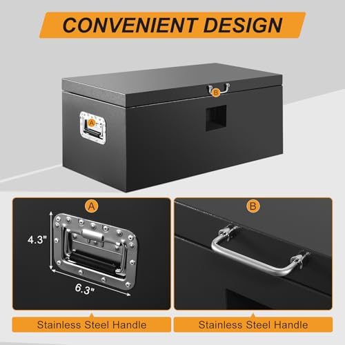 39" Truck Tool Box,Heacy Duty Metal Storage Organizer with Strong locking tongue,Trailer Tongue Box with Safe Hinge, for Truck,Pickup,RV,Garage,Best gift for family and friend,Black Power Coating - Image 6