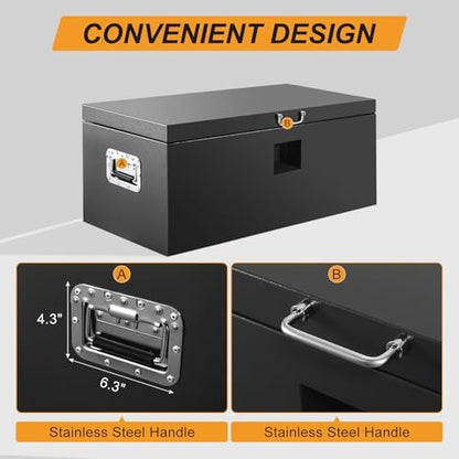 39" Truck Tool Box,Heacy Duty Metal Storage Organizer with Strong locking tongue,Trailer Tongue Box with Safe Hinge, for Truck,Pickup,RV,Garage,Best gift for family and friend,Black Power Coating - Image 6