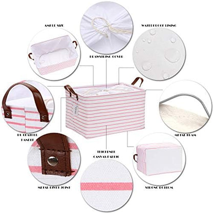 Hinwo 31L Large Canvas Storage Bin with Lid and Handles - Image 4
