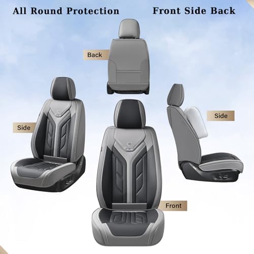 Coverado Seat Covers, Car Seat Covers Front Seats, Leather Seat Covers for Cars, Automotive Seat Covers Car Seat Protector Car Seat Cushion Universal Fit for Most Sedans SUV Pick-up Truck(Gray&Black) - Image 6