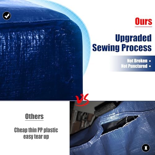 Cosy Family 8 Pack Heavy Duty Extra Large Moving Bags with Backpack Straps - Strong Handles & Zippers, Storage Totes For Space Saving, Fold Flat, Alternative to Moving Box (Set of 8, Blue) - Image 3