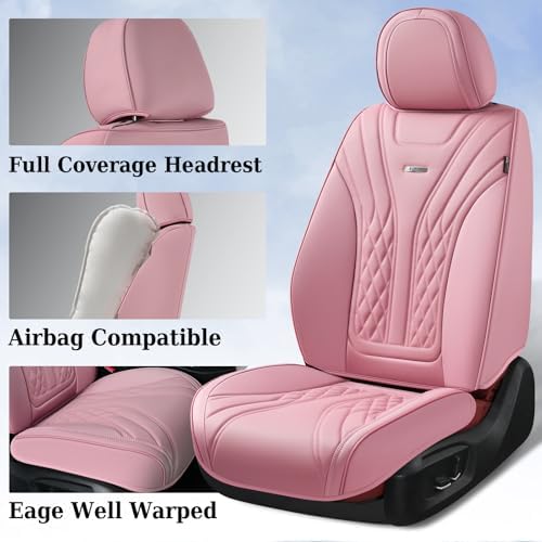 Coverado Car Seat Covers, Car Seat Covers Front Seats, 2-Pack Front Seat Cover, Nappa Leather Waterproof Seat Covers, Car Seat Protectors, Automotive Seat Covers Universal Fit for Most Vehicles - Image 2