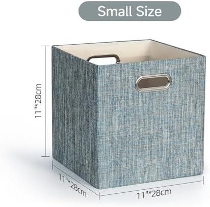 Posprica Storage Boxes, Foldable Organiser Cube Basket Bin, Thick and Heavy Duty (28×28×28cm/4pcs, Teal) - Image 2