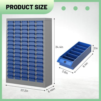 Yeeoy 75 Drawers Parts Cabinet, Nut and Bolt Storage Organizer, Grey - Image 3
