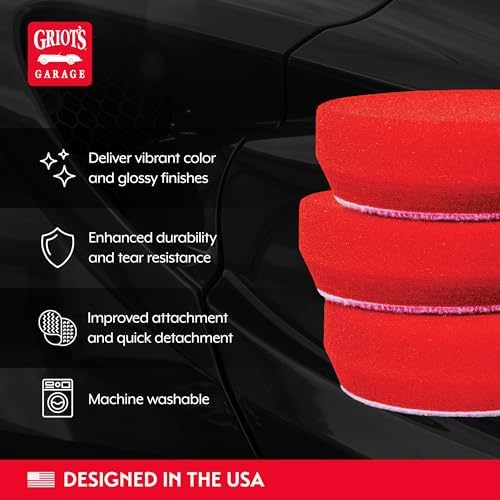 Griot's Garage 3” Red Foam Waxing Pads for Car Detailing, Polishing and Buffing Pads for Use with Waxes and Sealants, 11263, Set of 3 - Image 3