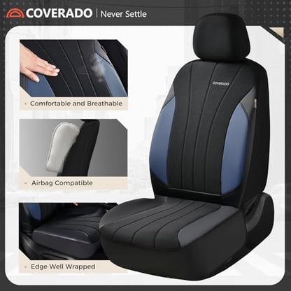 Coverado Car Seat Covers, Auto Car Seat Covers 5 Seats, Mesh Breathable Blue Seat Protectors for Car, Driver Seat Covers Universal Fit for SUV, Truck, Vans, Sedan - Image 5