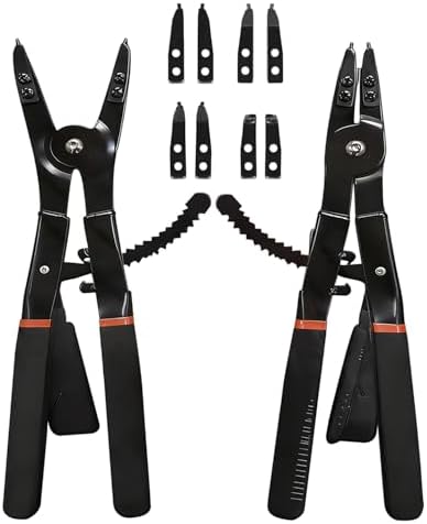 8MILELAKE Heavy Duty Circlip Pliers,16" Snap Ring Pliers Set External and Internal Pliers, Straight, 45°90° Tips - Image 3
