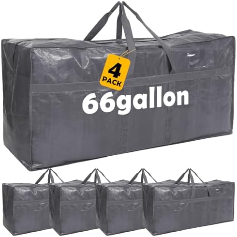 4 Pcs 66 Gallon Extra Large Moving Bags Heavy Duty Storage Bag by Clysee