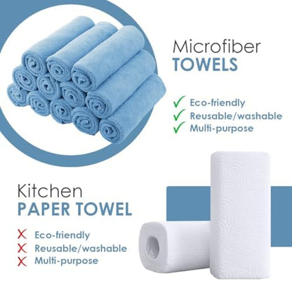 Avalon Towels Microfiber Cleaning Cloths (Value Pack of 12) - Size 12 x 12 Inches, Highly Absorbent Cleaning Rags, Lint Free, Reusable and Washable, Microfiber Towels for Cars - Image 2