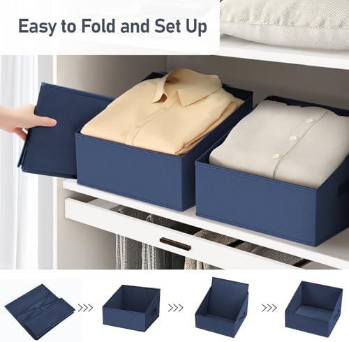 DIMJ Closet Storage Bins 10 Pack - Fabric Storage Baskets for Shelves, Collapsible Clothes Organizer with Handles, Trapezoid Shelf Organization Storage Cubes for Purse, Toys, Books, Towel, Clothes - Image 4