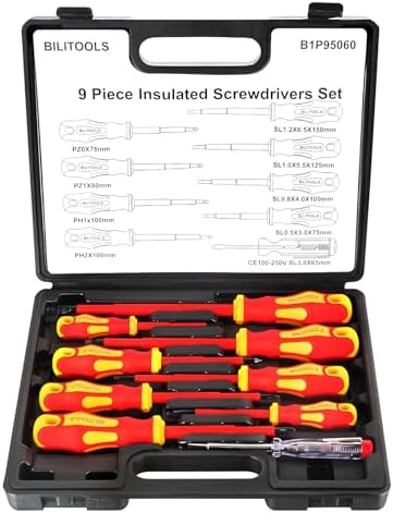 BILITOOLS 9-Piece 1000V Insulated Screwdriver Set with Magnetic Tips by BILITOOLS