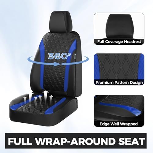 FLORICH Front Car Seat Covers, Leather Seat Covers for Cars, Waterproof Car Seat Protector Breathable, Front Seat Covers for Cars, Automotive Seat Covers Universal Fit for Most Car Truck SUV - Image 3
