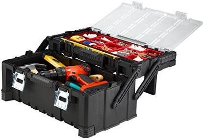 KETER 22 Inch Cantilever Plastic Portable Tool Box Organizer with Metal Latches for Small Parts, Hardware and Tool Storage and Organization by Unknown