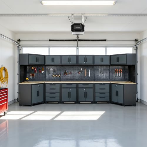 Garage Storage Cabinet System, 2×8Pcs, Black and Grey - Image 6