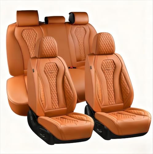 Coverado Seat Covers, Car Seat Covers Full Set, Leather Car Seat Cover, Car Seat Covers Front Seats Back Seat Cover Seat Protector Universal Fit Most Cars (Brown-All, FullSet) by COVERADOAUTO