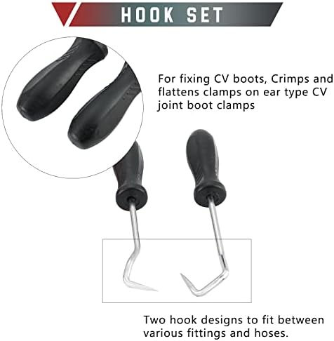 4Pcs Hose Clamp Plier Set, Including 2Pcs Cross Slotted and Flat Band Hose Hose Clamp Plier with 2Pcs Hose Removal Hook Set Perfect for Hose Installations of Low Radiators - Image 5