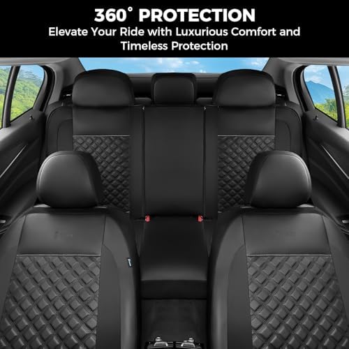 FLORICH Seat Covers, Front Seat Covers 2 PCs, Automotive Seat Cover for Cars, Luxury Leather Universal Seat Cover Accessories Fit for Most Cars SUV Truck Sedans(Black) - Image 4