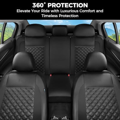 FLORICH Seat Covers, Front Seat Covers 2 PCs, Automotive Seat Cover for Cars, Luxury Leather Universal Seat Cover Accessories Fit for Most Cars SUV Truck Sedans(Black) - Image 4