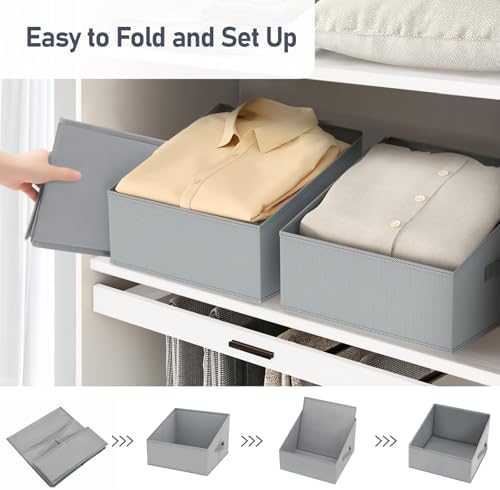 DIMJ Closet Storage Bins 12 Pack - Fabric Storage Baskets for Shelves, Collapsible Clothes Organizer with Handles, Trapezoid Shelf Organization Storage Cubes for Purse, Toys, Books, Towel, Clothes - Image 4